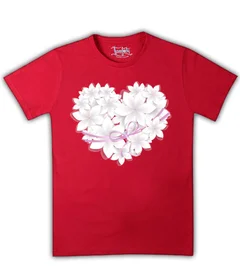 Прикольные футболки: белое сердце на красной